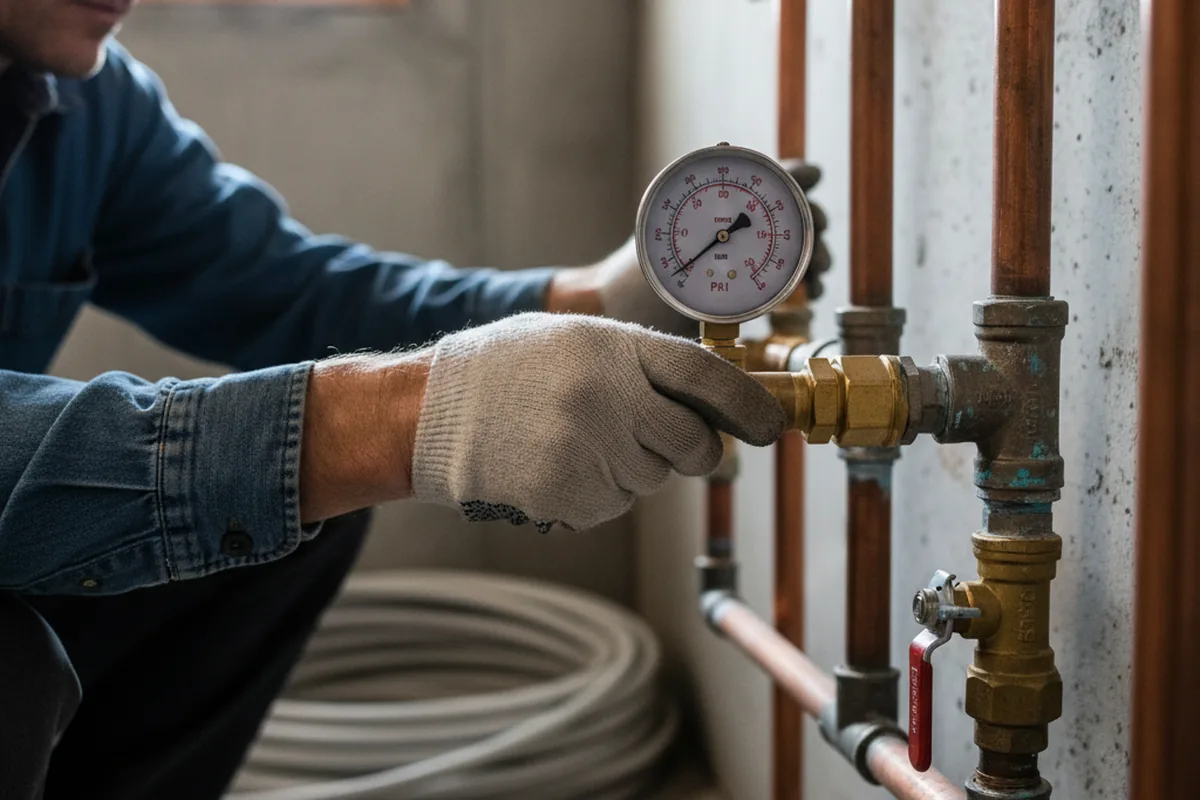 Pressure testing a repaired line during Water Line Repair in Duke